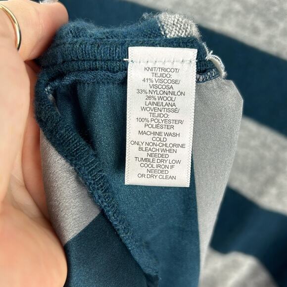 Loft Wool Blend Striped Sweater With Satin Back Panel Size Medium - Picture 8 of 8